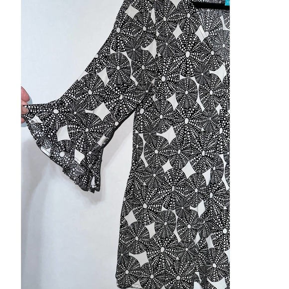 escapada Black print 3/4 flared sleeve tunic shirt size‎ XL - Picture 4 of 7